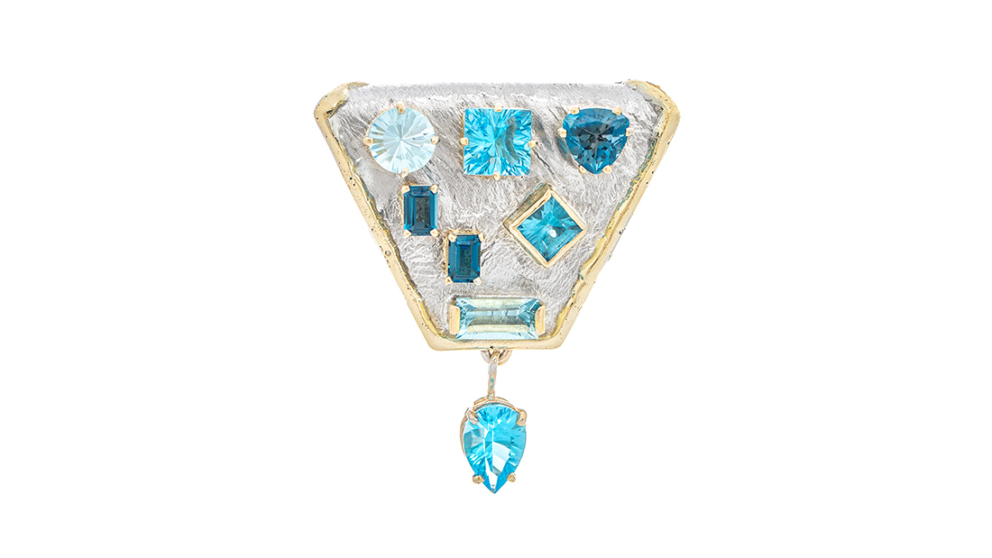 Lg image 14k fusion blue teardrop slide