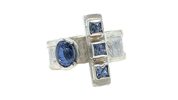 Thumb silver   sapphires periwinkle